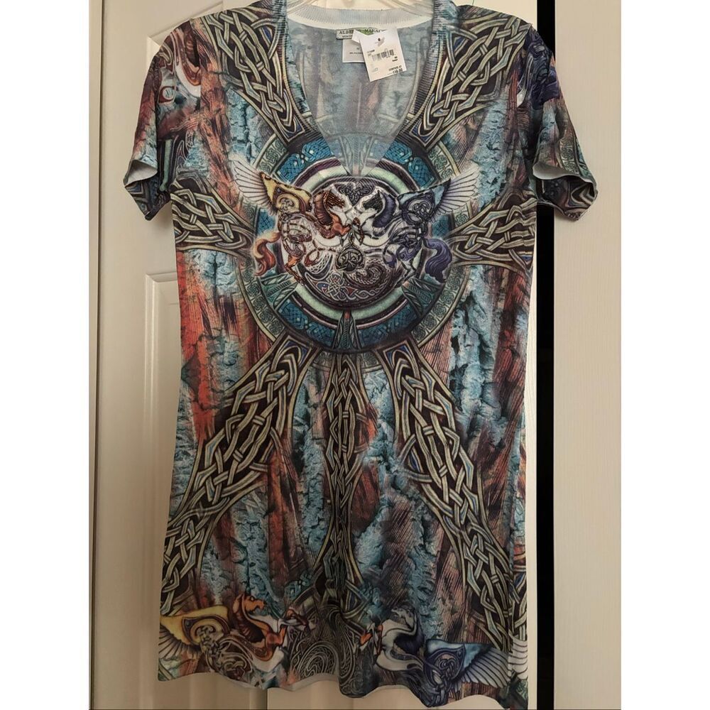 NWT Alberto Makali Vneck Top with Beading